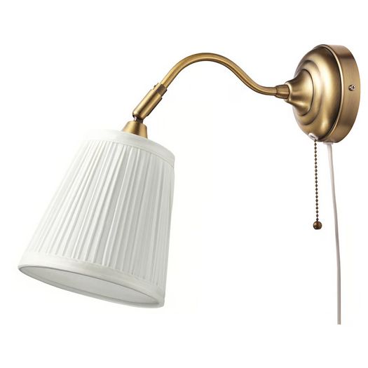 Ikea ARSTID Wall lamp, brass/white