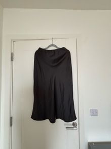 Zara Black Satin Midi Skirt