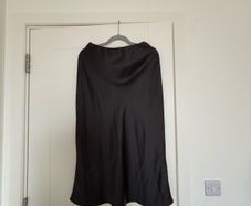 Zara Black Satin Midi Skirt