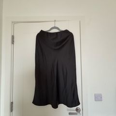 Zara Black Satin Midi Skirt