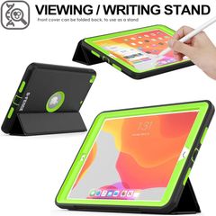 TECHGEAR D-FENCE Design For Apple iPad 10.2" 2021/2020 / 2019 9th, 8th, 7th Generation, Slim Shockproof Tough Rugged Protective Armour Smart Case + Stand, Schools Builders Workman Kids Case [Green]