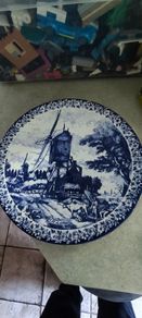 Vintage Ceramic Large Wall Plate, Delfts Chemkefa Wall Plate De Zomer, Medium Ceramic Delft Plate, Blue Wall Plate Illustrating a Summer Scene11.3/4 inches