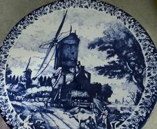 Vintage Ceramic Large Wall Plate, Delfts Chemkefa Wall Plate De Zomer, Medium Ceramic Delft Plate, Blue Wall Plate Illustrating a Summer Scene11.3/4 inches