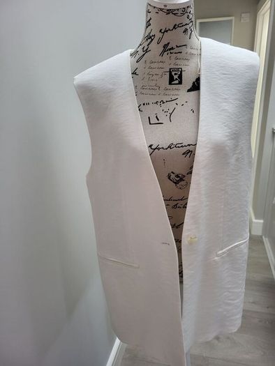 off white linen gilet