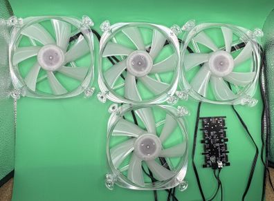 NEW 4x Sharkoon 120mm RGB Case Fans with RGB Hub