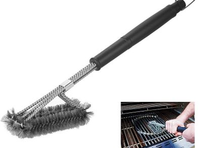 18" Grill Cleaning Brush, BBQ Grill Barbecue Brush with Extra long stainless steel bristles PP thermal insulation handle, Perfect barbecue accessories for charcoal gas electric grill