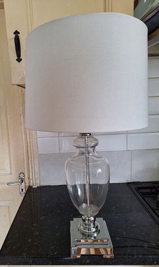 Beautiful large chrome and glass table lamp