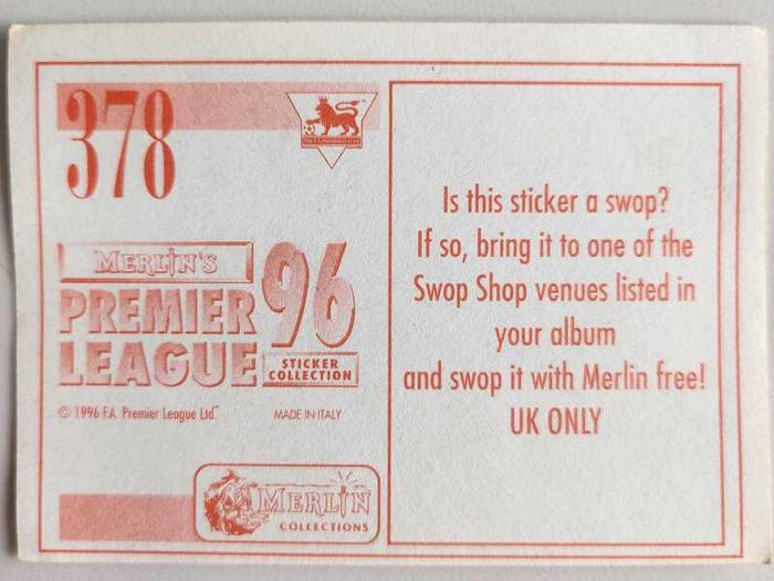 '96 Premier League - Merlin stickers