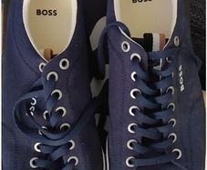 Hugo Boss Navy Blue Canvas Trainers
