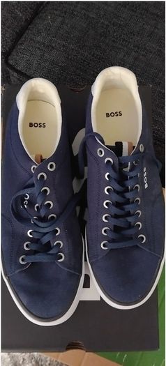 Hugo Boss Navy Blue Canvas Trainers