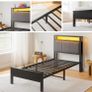 3FT Single Bed Frame with LED Lights and Charging Station Image 8
