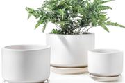 Brand New LE TAUCI 3-pack ceramic flower pots, 11 + 13 + 17 cm diameter small planter set,