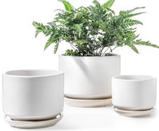 Brand New LE TAUCI 3-pack ceramic flower pots, 11 + 13 + 17 cm diameter small planter set,