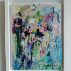 Original Abstract Painting Framed Original Floral Landscspe Garden