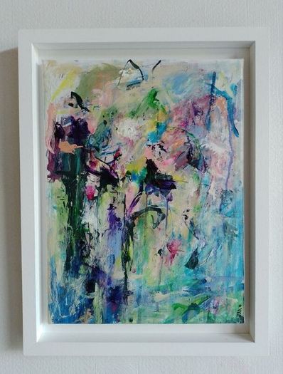 Original Abstract Painting Framed Original Floral Landscspe Garden