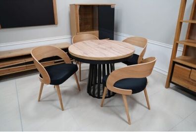 Wotan Forge Round Extendable Table Loft Oak Steel base