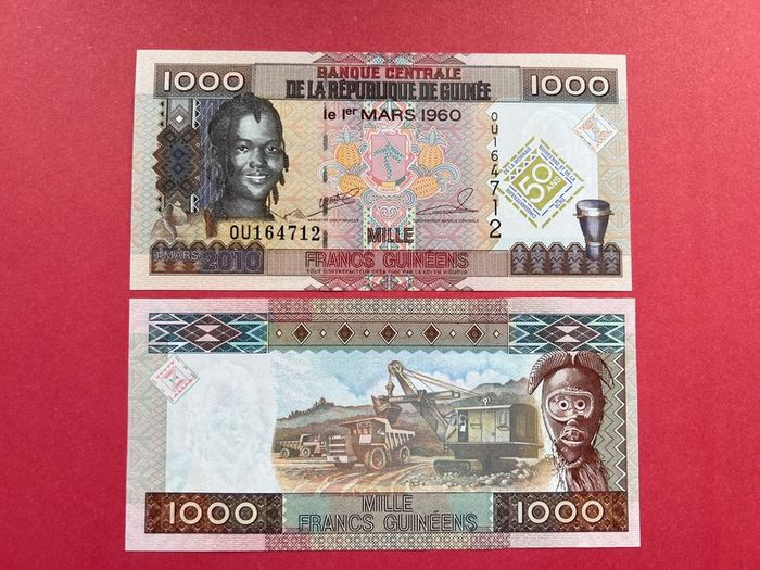 Guinea  1,000  Francs  2010 (UNCIRCULATED ) Commemorative  Issue.
