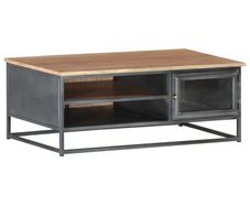 Coffee Table Grey 90x50x35 cm Solid Acacia Wood