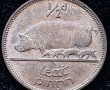 [#196] - Ireland 1942 | Irish 1/2d | Irish Half Penny | Sow | KM.10
