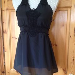 BNWT Vila Black Halter Neck Top Size M