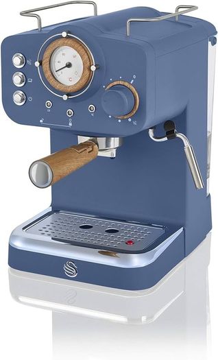 FREE EXPRESS SHIPPING Nordic Espresso Coffee Machine with Milk Frother, Steam Pressure Control, 1.2L Detachable Water Tank, 1100W, Nordic Blue