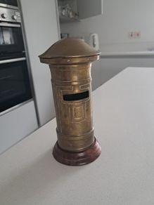 Vintage brass post box money bank