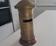 Vintage brass post box money bank