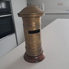 Vintage brass post box money bank