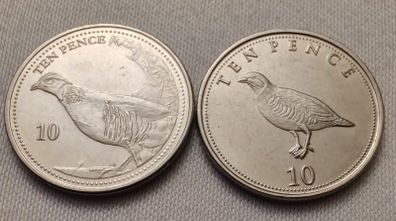 Gibraltar 10 Pence Barbary Partridge BIRD