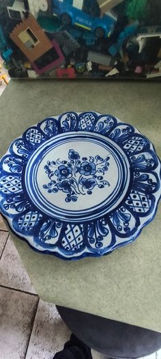 Vintage Spanish Pottery Wall Plate: Talavera pottery plate. Folk Art