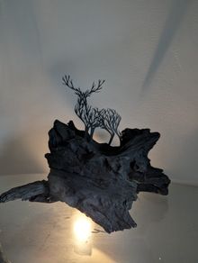 Bog Oak with Metal Deer