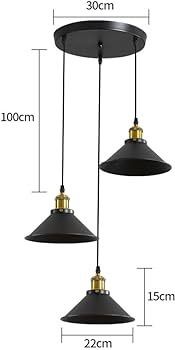 3 Lights Industrial Ceiling Light, Retro Industrial Pendant Light, Vintage Edison Style Metal Hanging Light Fixture Chandelier for Kitchen Bedroom Living Dining Room