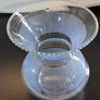 Bubble Glass Pedestal Vase Clear Seeded Scalloped Rim Vintage Style Image 4