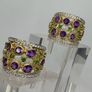 Silver earrings Harry Ivens Amethyst & Chrome Diopside Hoop Earrings Image 9