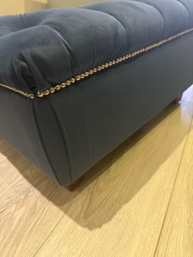 Navy velvet deep buttoned foot stool