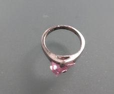 Silver ring with pink crystal Never worn