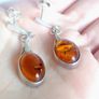 Natural amber sterling silver drop earrings Image 2
