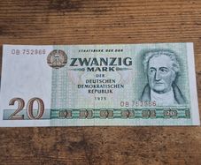 German Democratic Republic, Germany, 20 Mark 1975 banknote, very good condition - free standard postage