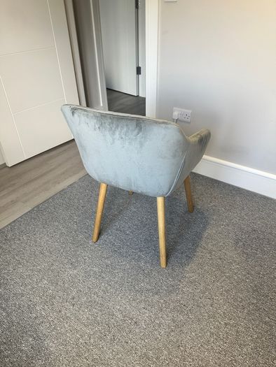 Velvet Chair, Grey (Excellent Condition)