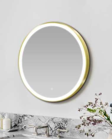 EX Display Brass Round LED bathroom mirror