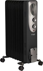 2kW Oil Filled Radiator, 9 Fin Portable Electric Heater - Black, Adjustable Thermostat, Safety Cut-Off, 20 m sq Room