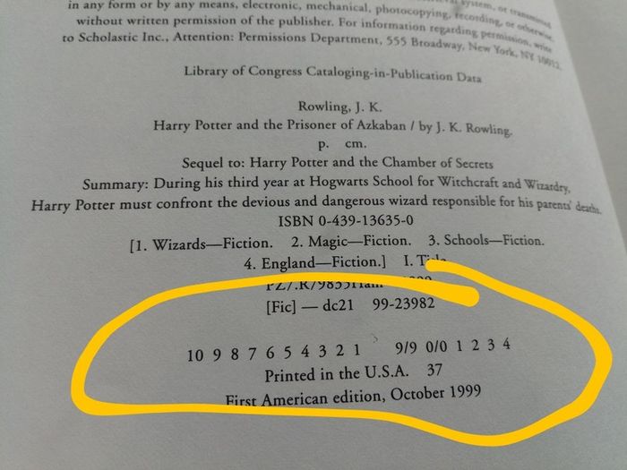 Harry Potter and the Prisoner of Azkaban Hardcover(US Ed.) TRUE 1st Edition and 1st Print