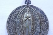Antique Silver Plated Catholic Medal Charm
