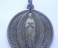 Antique Silver Plated Catholic Medal Charm