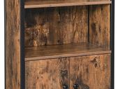 _Bookcase, Book Cabinet, Office Shelf, Kitchen Cabinet with 2 Open Compartments, 1 Shelf with Cupboard Doors, Multifunctional, Industrial Design, Vintage Brown/Black