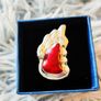 Unique design ring with a red angel wing stone Image 4