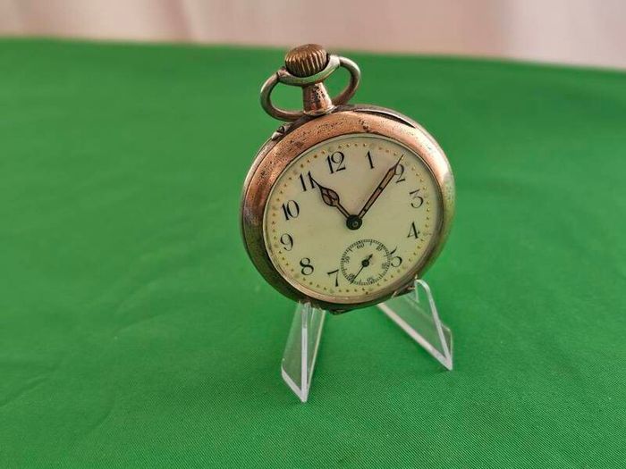 Antique Silver Swiss Made WW1 Era Military Pocket Watch