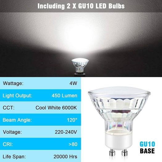 LED Ceiling Light Rotatable, 2 Way Round Plate LED Ceiling Spot Lights, 110mm (Including 2x4W GU10 LED Light Bulbs, 450LM, Cool White) LED Ceiling Lamp for Kitchen, Living Room  Matt Nickel