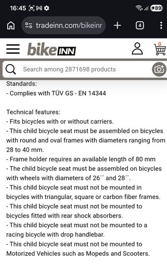 Polisport Move Bilby rear child bike seat
