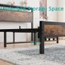 Double Bed Frame with Wooden Storage Shelf Headboard, Metal Platform Bed Frame Image 6